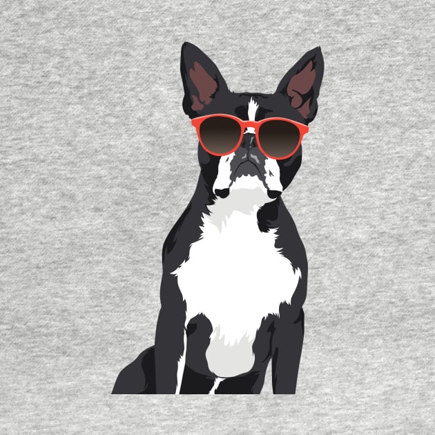 Cool Hipster Black and White Boston Terrier T-Shirt for Dog Lovers by riin92